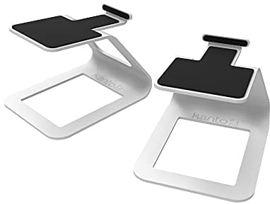 Kanto SE2 Elevated Desktop Speaker Stands for Small Speakers & Compact 2”-3” Studio Monitors | 3.8” Tall | Supports 7.1 lbs | Damping 1.5 mm Silicone Padding | White | Pair