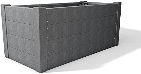 hanit Hochbeet TERRA 2 aus Recycling Kunststoff, grau, 190 x 90cm, Verschiedene Höhen (83cm Höhe, grau)