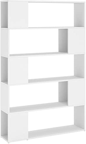 Susany Bücherregal Raumteiler Standregal Wandregal Bücherschrank Bürorregal Regal Aktenregal Aufbewahrung Raumtrenner Weiß 100x24x155cm Spanplatte