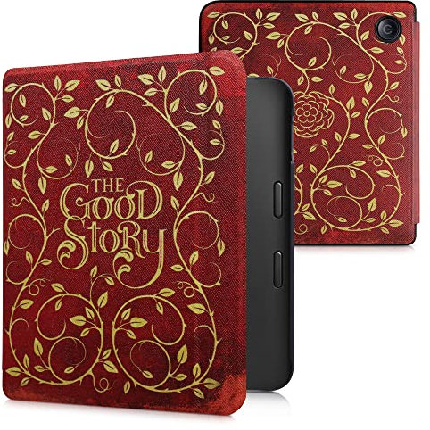kwmobile Étui Compatible avec Kobo Libra 2 Coque - Étui à Rabat magnétique Tablette eReader Similicuir - Jaune-Orange-Rouge
