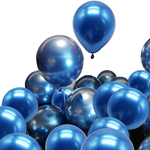 Blaue Metallic-Luftballons, 100 Stück, 25,4 cm, Latex-Luftballons für Geburtstag, Hochzeit, Festival, Party-Dekorationen