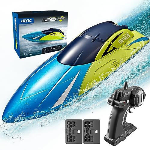 4DRC S4 RC Boat Remote Control Boat for Kids Adults, 20+ MPH 2.4GHz Racing Boats for Pools and Lakes,Low Battery Alarm,Capsize Recovery,2 Rechargeable Batteries Toys Gifts for Boys Girls