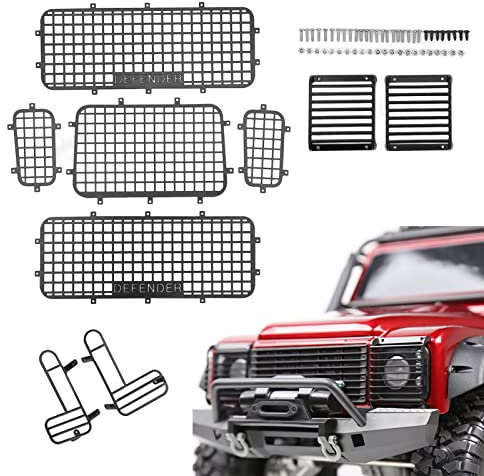 FOLOSAFENAR RC Metal Window, Simulation Exquisite Mesh Protective Net RC Window Covers, Prevent Scratching Lightweight RC Car Window Upgrade Accessories, for RC Cars