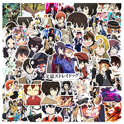 Stray Dogs Aufkleber Anime Bungo Stray Dogs Sticker Set 50 Stücke Niedlich Deko für Auto Laptop Skateboard Fahrrad Moped Motorrad Fahrrad Computer,Geeignet für Erwachsene Kinder
