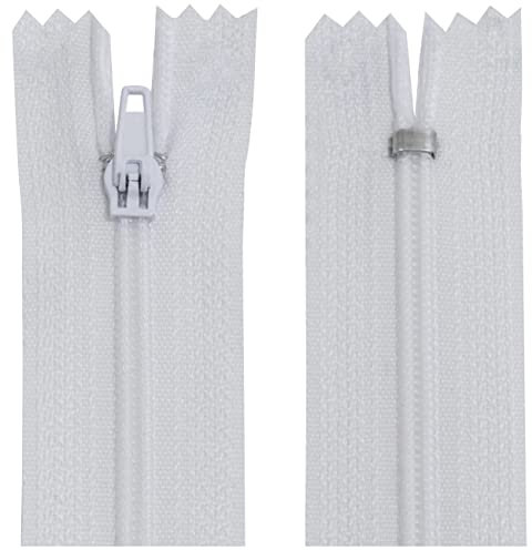 Aerzetix - C63498 - Set di 10 Cerniere Lampo a Spirale N°3 Non separabile 50cm in Nylon - cursore autobloccante in Metallo - Colore Bianco - Abbigliamento Cucito Pantaloni merceria