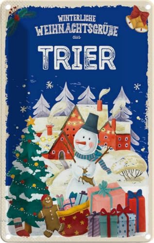 vianmo Blechschild 20x30cm Weihnachtsgrüße aus Trier Deko Geschenk Metall Schild