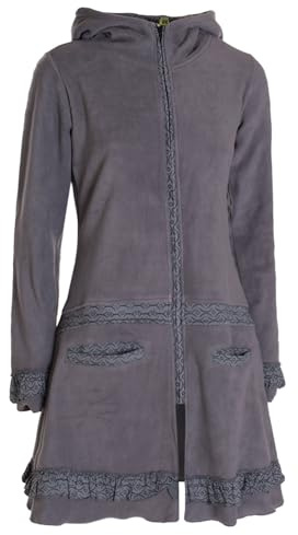 Vishes - Alternative Bekleidung - Damen lange Fleecejacke Fleecemantel Übergangsjacke ECO-Fleece