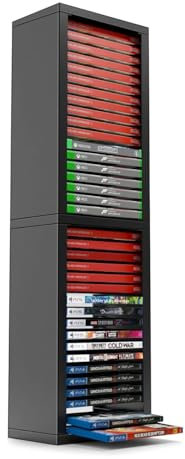 TNP Universal Video Game Storage Tower for PS5, PS4, PS3, Nintendo Switch, Xbox One, Xbox Series S/X - Black Video Game Holder Organizer Stand with 36 CD Case Storage for Organizing & Displaying