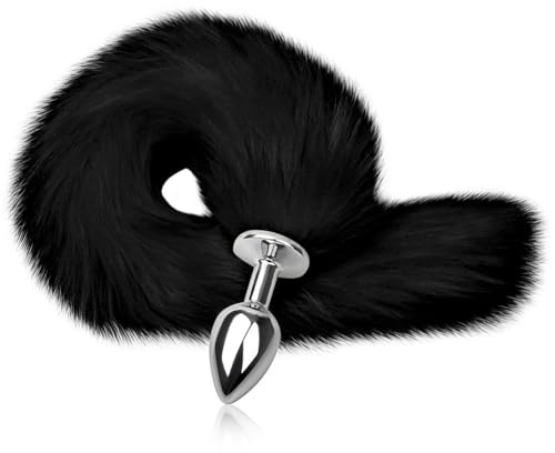 SXOVO Fuchsschwanz Analplug aus Metall Kunstpelz Fox Tail Butt Plug BDSM Spielzeug für Sklavin Fetisch Sex Masturbation Erotic Anal Toys für Frauen Männer Cosplay (S)