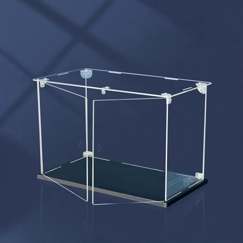 Vitrine en acrylique transparent Boîtes de rangement rectangulaires à double porte en acrylique, vitrine noire alternative à la vitrine en verre pour les souvenirs autographiés, organisateur de présen