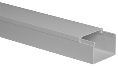 KOMIB 60x40 mm Kabelkanal/Kabelkanäle/Kabelführung - Schraubbar (mit Montagelochung im Boden) - Je Stange 2M (Grau - Steingrau, 30m (15x2M))