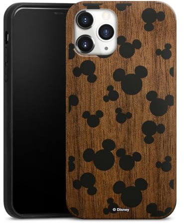 Holz Case kompatibel mit Apple iPhone 11 Pro Walnuss Handyhülle Echtholz Hülle Muster Disney Mickey Mouse