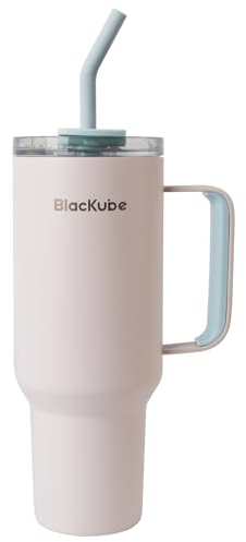 Blackube 1200ml Trinkbecher mit deckel und strohhalm, Becher mit deckel und strohhalm, Auslaufsicher, Große Trinkflasche aus Metall für Sport, Schule, Fitness, Outdoor, Camping