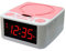 Portable Boombox CD Player with Bluetooth, FM Radio, MP3 Playback, AUX Input, Headphone Jack, LED Display, and Dust Cover, Timing Music Alarm Clock(Pink,Bluetooth)
