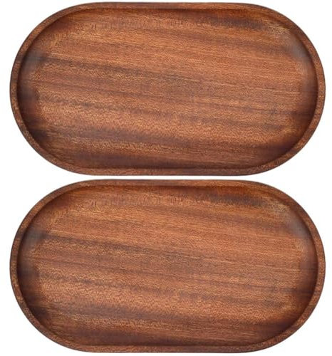 2 Stück Holz-servierteller, 17,8 Cm Ovale Holzteller, Obst-serviergeschirr, Dekorativer Teller, Holz-desserttablett, Tee-serviertablett, Untersetzer Für Lebensmittelhalter/grill, Sushi, Urlaubssnacks,