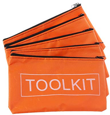 Zeizafa 5 Pieces Zipper Storage Bags Storage Waterproof Oxford Cloth Tool Bag Orange 19.5x10cm/7.7x3.9inches