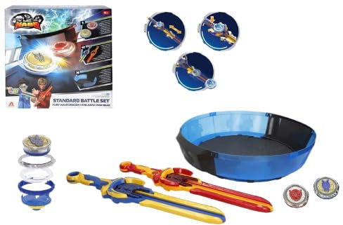 COLORBABY 48095 Infinity Nado Standard Battle Set, 2 toupies Fury Wave Dragon vs Blazing War Bear, 2 épées lanceuses, Stade Sable, lumières, Jeux toupie, Piles incluses Jeu de Bataille