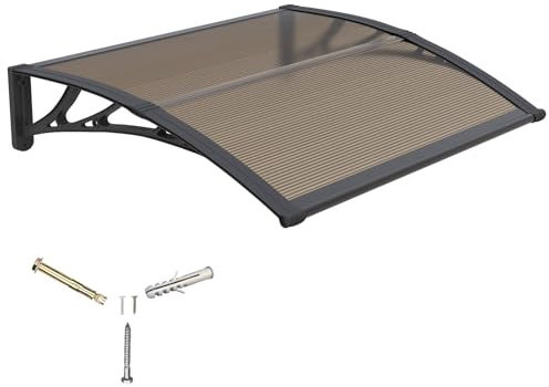 Front Door Canopy Outdoor Awning 100x80cm,Window, Patio or Porch Rain Shelter with ABS Bracket,Polycarbonate Sheet, UV,Snow Protection
