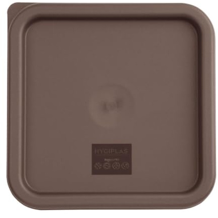 Hygiplas Square Food Storage Container Lid FX141, Brown, Medium | Dishwasher-safe airtight seal reduces cross-contamination risk and withstands temperatures from -5C to +70C.