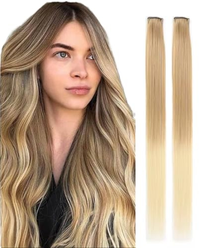 2 x Clip-In Hair Extension Highlights Streaks, Colourful Hair Highlights (Two Tone Blonde x 2)