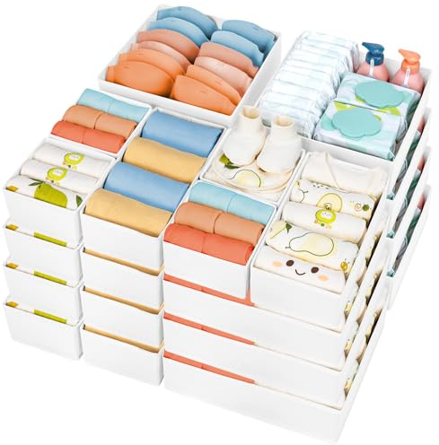 DIMJ 24Pack Underwear Drawer Organiser Clothes Organizer and Storage, White