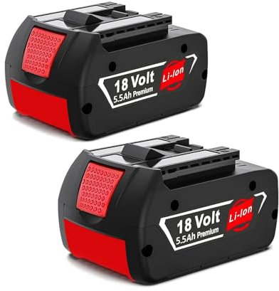 2 batterie agli ioni di litio da 18 V, 5,5 Ah, 5500 mAh, per Bosch 18 V, BAT609 BAT609G BAT610G BAT611 BAT612 BAT618 BAT618G BAT619 BAT619G BAT622 BAT620