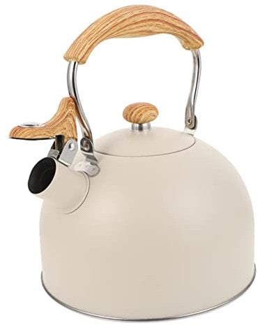 Warmhm Induction Kettles Cream Whistle Kettle Spout for Easy Filling Safe and Fast Boiling Tea Pot