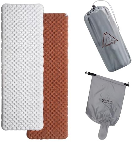 TENPLAY 7.2R Isomatte, 12cm Dicke Aufblasbare Isolierklimmatte bis -29°C, Ultraleicht mit Aluminiumschicht für 4-Jahreszeiten, Inkl. Pumpsack, Für Trekking, Wandern & Camping