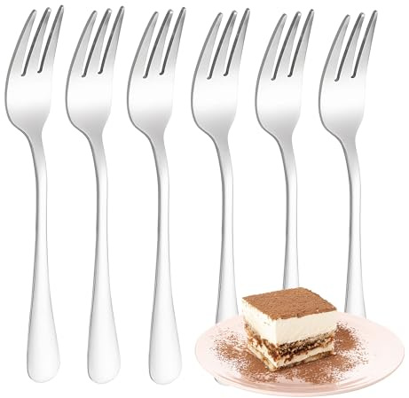 FAMILY Pack 6 Tenedor de Postre 15x1.7CM Acero Inoxidable Diseño Liso, Elegancia y Funcionalidad para Cada Ocasión, Cubiertos de Alta Gama para Hogar y Restaurante