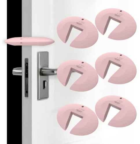 Silicone Door Pinch Guard and Door Slam Stopper, Durable Finger Pinch Guard, Prevents Pinch Injuries, Slamming Doors, Door Stopper for Kids, 6 Packs Pink.