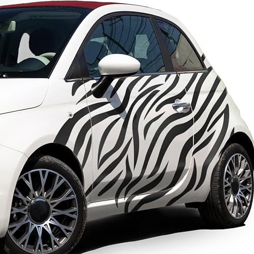 Finest Folia XXL Zebra Muster 200x60cm Aufkleber für Auto Bus Motorrad Autoaufkleber Dekor Tuning Zebra Camouflage Sticker Zebramuster Kfz Zubehör Design Folie KX092 (02 Schwarz Matt)