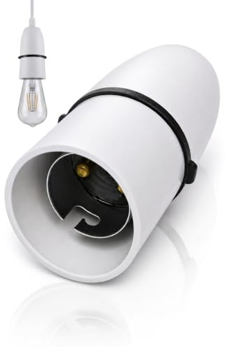 Ceiling Lamp Holder – High Temperature Resistant Bayonet Batten Light Bulb Socket, Ideal for Bathrooms & Confined Spaces – White.