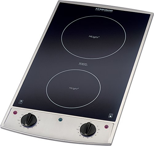 ROMMELSBACHER Domino Einbaukochfeld EBC 3075/E-15E - Made in Germany, SCHOTT CERAN® Kochfläche, stufenlose Temperaturregelung, Einbaumaße 27,0 x 50,0 x 6,2 cm, 15 Min. Timer, Edelstahl