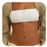 MIYUEFAN Corpo Catena per Donne, Strati Cristallo Corpo Collana Sexy Spiaggia Bikini Reggiseno Nightclub Catena Corpo Accessorio Gioielli (Oro - Perle)