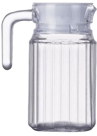 susiodeu Milch und Kaltwasserkrug aus robustem Acryl für die Bartheke – inklusive Zubehör: Karaffe mit Deckel, Kunststoffkrug, Wasserkrug, Karaffen, Saftkrug, Gestreifter Wasserkocher 500 ml