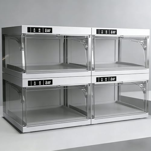 LED-Schuhbox, stapelbar, intelligenter Schuh-Organizer mit integrierter Fernbedienung, automatischem Push/Retract, Selbstzugriff mit einem Knopf und Stromkontakt Design 4