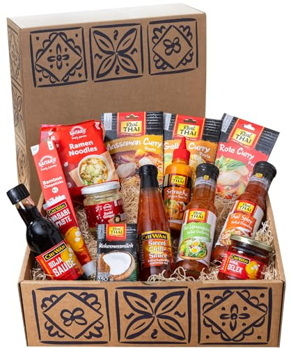 Chinese New Year Box Asia Food Geschenkbox | Thai & Asian Saucen, Currypasten, Ramen Nudeln, Kokosmilch, Stäbchen – Asiatische Kochbox & Geschenkset
