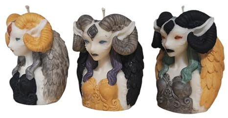 Hornelfen Kerze, Elfenkerze mit Engelsflügel & Hörnern, Fantasy Kerze, Dämonen Elfe Deko Figur, handgemachte Dekokerze aus Rapswachs, Geschenk für Fantasy Fans, vegan