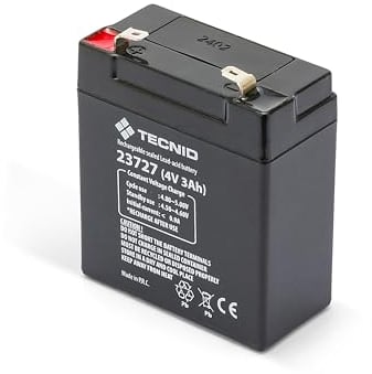 Tecnid by Velamp Batteria al Piombo Ermetica Ricaricabile 4V 3Ah - Attacchi Faston F1 - Ideale per Sistemi di Backup, Allarme, Videosorveglianza, Antincendio, Domotica e UPS