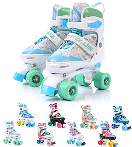 meteor Retro Rollschuhe Disco Roll Skate wie in den 80er Jahren Jugend Roll-Schuhe Kinder Quad Skate 5 Verschiedene Farbvarianten Inline-Skates Einstellbare Größe des Schuhs L 39-42