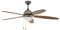EGLO Deckenventilator Susale, 5 Flügel Ventilator mit Zugkette, Beleuchtung und Sommer Winter Betrieb, Wendeflügel aus MDF in Rotbraun oder Hellbraun, Silber, AC Motor, Ø 132cm