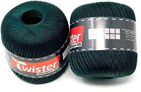 Twister Häkelgarn dunkelgrün Handstrickgarn Baumwollgarn 2x100g