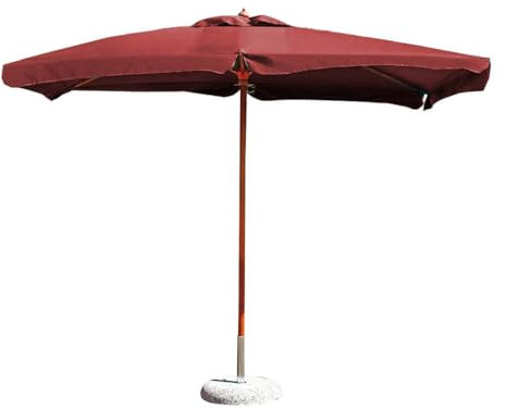 milani home - Ombrellone Da Giardino 3x4 Palo Centrale In Legno Telo Verde Scuro Per Esterno Ristorante Gelateria Bar Hotel Albergo