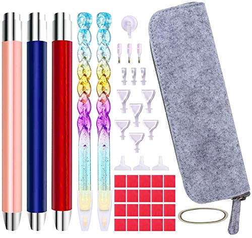 Jodimitty Diamond Art Painting Zubehör Stift Set mit LED für Mosaikherstellung und Kreuzstich, Drill Pen Strassstein Diamond Art Painting Bohrstift mit Licht Diamant Malwerkzeug für DIY Dekoration