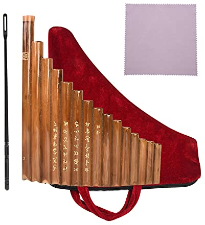 Gestimmte G 15 Pfeifen Panflöte - gestimmt G-Dur - 440 Hz - G4-G6 - stimmbares, traditionelles chinesisches Musikinstrument - Panflöten - weicher und zarter Klang