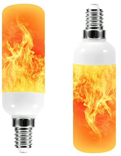 LED Flame Effect Light Bulb,E14 Base 5W Flickering Light Bulbs,3 Modes Candelabra Candle Fire Light Blubs,for Christmas Home Garden Party Decoration,2 Pack