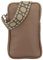 SH Leder Damen Handytasche Umhängetasche Geldbörse Multifunktion Beutel Schultertasche aus Echtleder Verstellbarer Schultergurt Handy bis 7 Zoll 12x20cm Adele G366 (Dunkeltaupe)