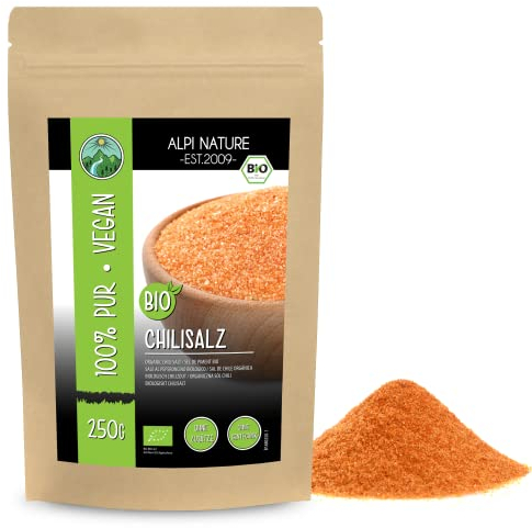Alpi Nature Chili Salz BIO 250g, Gourmetsalz mit bio Birds Eye Chili, Paprika und Knoblauch