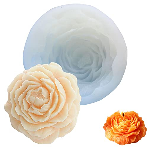 Molde Para Velas de Peonía, Molde de Vela de Bricolaje, Molde de Vela de Silicona 3D, Forma de Vela de Silicona 3D Hecha a Mano Hacer, Para Velas, Jabón, Fondant, Chocolate, Pastel, Etc.