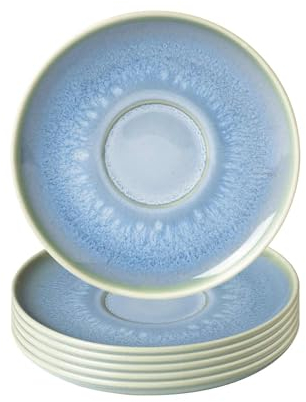 Villeroy & Boch like. by Crafted Blueberry Kaffeeuntertasse 6er Set, 15 cm, Untertasse mit Reaktivglasur, Premium Porzellan, Türkis, 19-5169-1310